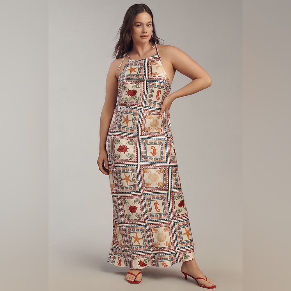 ANTHROPOLOGIE 
Tie-Neck Column Midi Dress